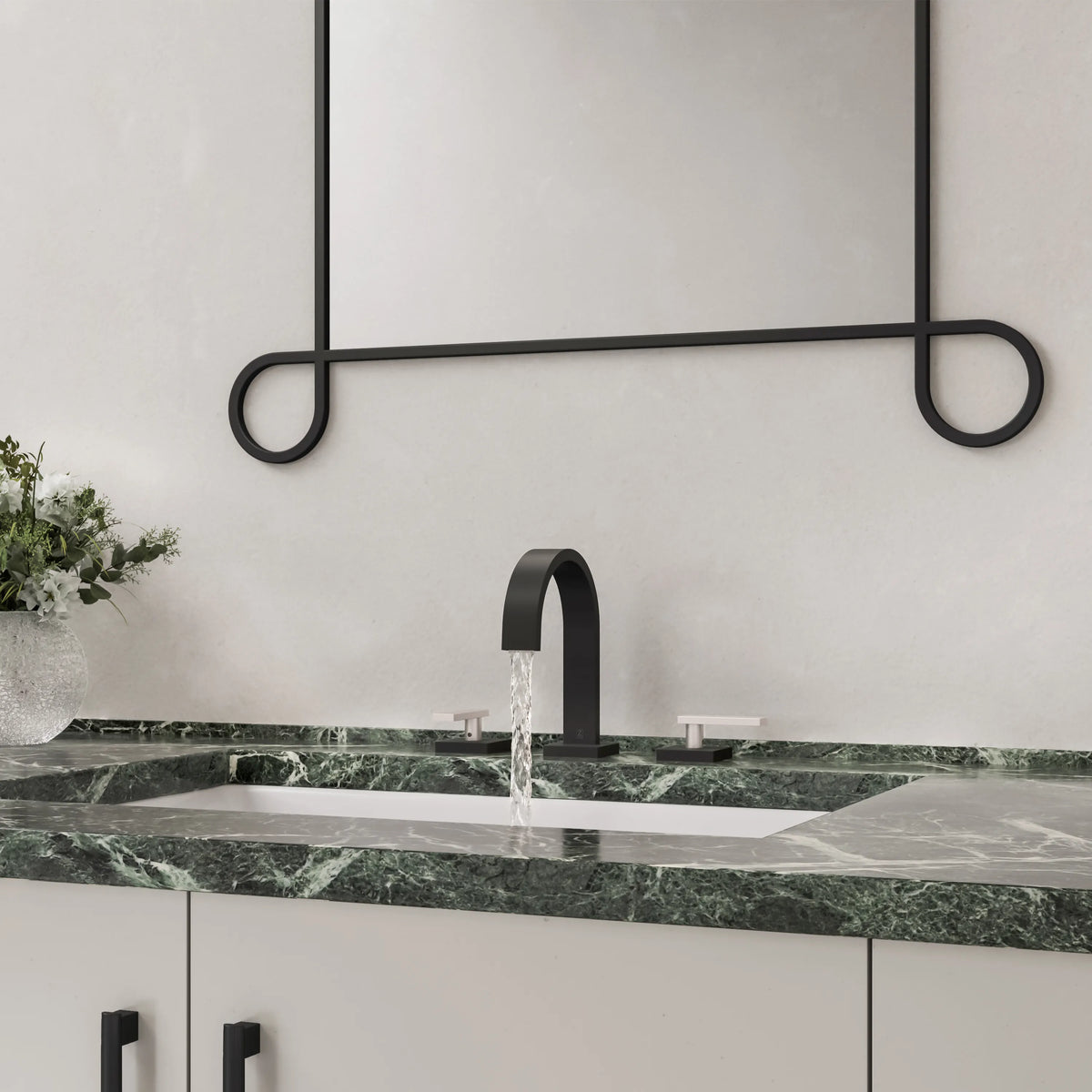 ZLINE Bliss Bath Faucet BLS-BF-ZMBBN in a bathroom, water running