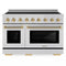 ZLINE Autograph Edition 48-Inch Paramount Induction Range with 7 Element Cooktop and 6.7 Cu. Ft. Electric Double Oven in Stainless Steel with Polished Gold Helix Handles and Knob Accents (SINRZ-48-KG)
