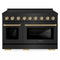 ZLINE Autograph Edition 48-Inch Paramount Induction Range with 7 Element Cooktop and 6.7 Cu. Ft. Electric Double Oven in Black Stainless Steel with Champagne Bronze Accents (SINRBZ-48-CB)