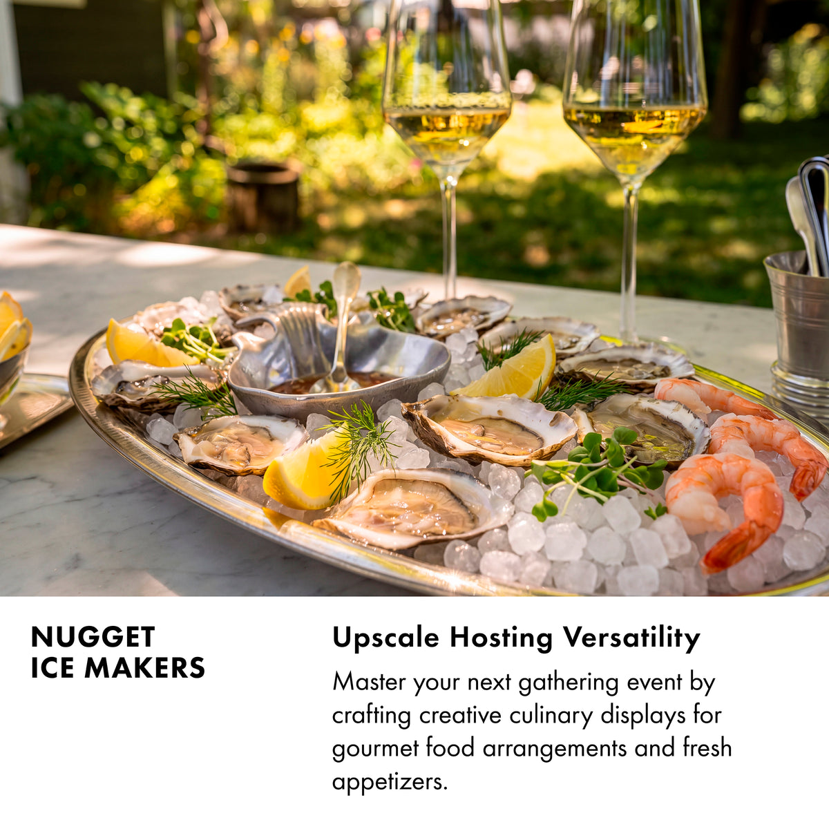 Infographic showing upscale hosting with ZLINE nugget ice