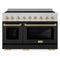 ZLINE Autograph Edition 48-Inch Paramount Induction Range with 7 Element Cooktop and 6.7 Cu. Ft. Electric Double Oven in Satin Stainless Steel with Black Matte Doors and Champagne Bronze Accents (SINRSZ-BLM48-CB)