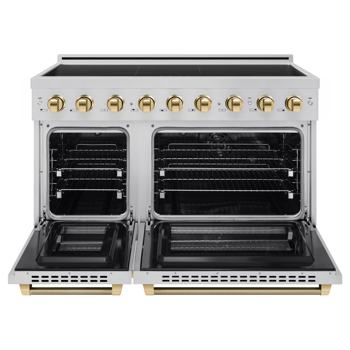 ZLINE 48-Inch Paramount Induction Range SINRZ-48-KG front with oven doors open