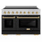 ZLINE Autograph Edition 48-Inch Paramount Induction Range with 7 Element Cooktop and 6.7 Cu. Ft. Electric Double Oven in Stainless Steel with Black Matte Doors and Polished Gold Accents (SINRZ-BLM-48-G)
