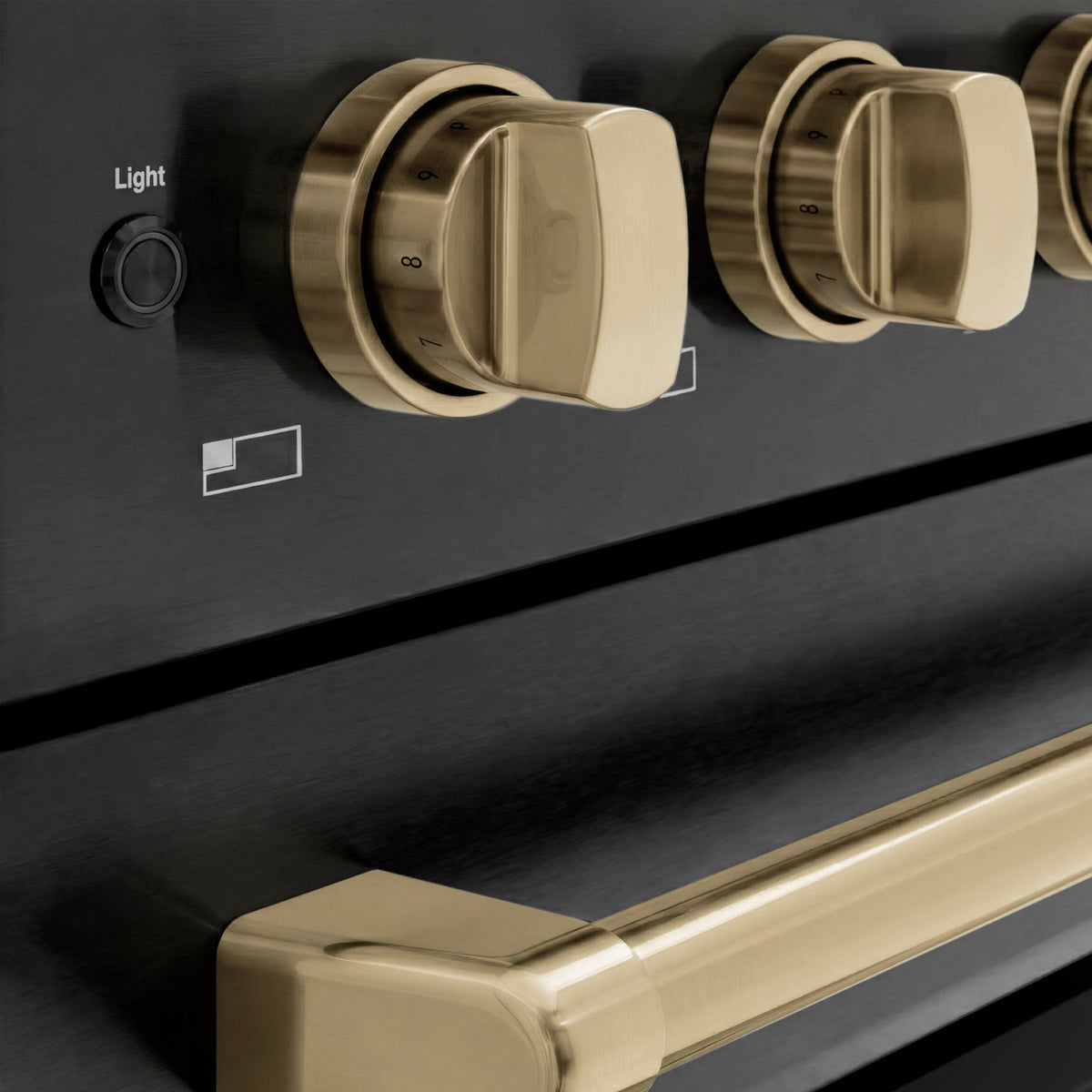 Close-up of the Champagne Bronze control knobs (SINRBZ-48-CB)