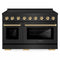 ZLINE Autograph Edition 48-Inch Paramount Induction Range with 7 Element Cooktop and 6.7 Cu. Ft. Electric Double Oven in Black Stainless Steel with Polished Gold Accents (SINRBZ-48-G)