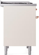 ILVE Nostalgie II 40-Inch Freestanding Natural Gas Dual Fuel Range in Antique White with Copper Trim (UPD40FNMPAWP)
