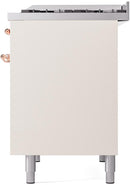 ILVE Nostalgie II 40-Inch Freestanding Natural Gas Dual Fuel Range in Antique White with Copper Trim (UPD40FNMPAWP)