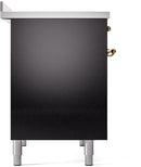 ILVE Nostalgie II 40-Inch Freestanding Electric Induction Range in Glossy Black with Brass Trim (UPDI406NMPBKG)