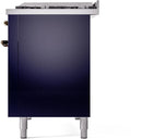 ILVE Nostalgie II 48-Inch Freestanding Natural Gas Dual Fuel Range in Midnight Blue with Bronze Trim (UP48FNMPMBB)