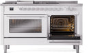ILVE Professional Plus II 60-Inch Propane Gas Dual Fuel Range with 7 Burners, Griddle, & French Top with Triple Glass Door Oven in White (UP60FSWMPWHLP)
