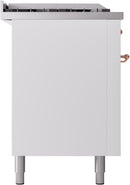 ILVE Nostalgie II 60-Inch Propane Gas Dual Fuel Range with 7 Burners, Griddle, & French Top with Triple Glass Door Oven in White with Copper Trim (UP60FSNMPWHPLP)