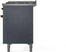 ILVE Nostalgie II 48-Inch Freestanding Natural Gas Dual Fuel Range in Blue Grey with Bronze Trim (UP48FNMPBGB)