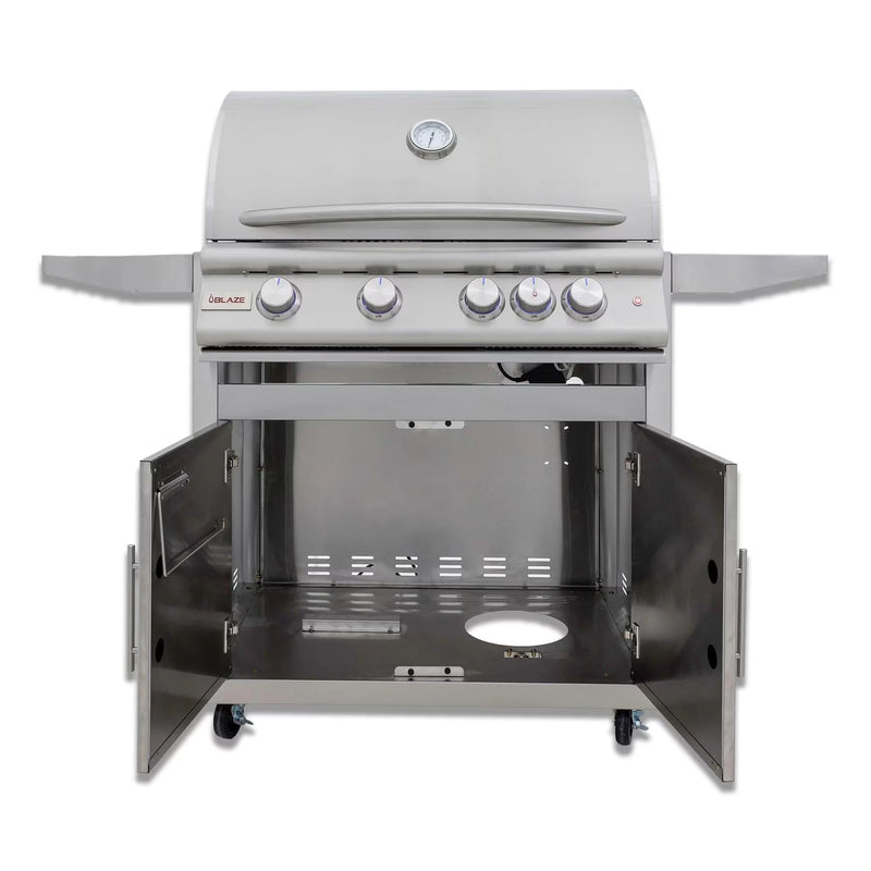 Blaze Grill Package - Premium LTE 32-Inch 4-Burner Built-In Liquid Propane Grill, and  Grill Cart in Stainless Steel