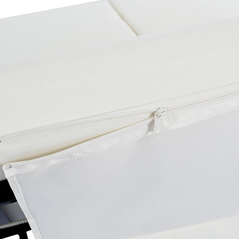 Parrot Uncle Outdoor Patio Rattan Daybed with 5-Position Adjustable Backrest, Removable Cushions & Pillows for Garden, Backyard, Poolside