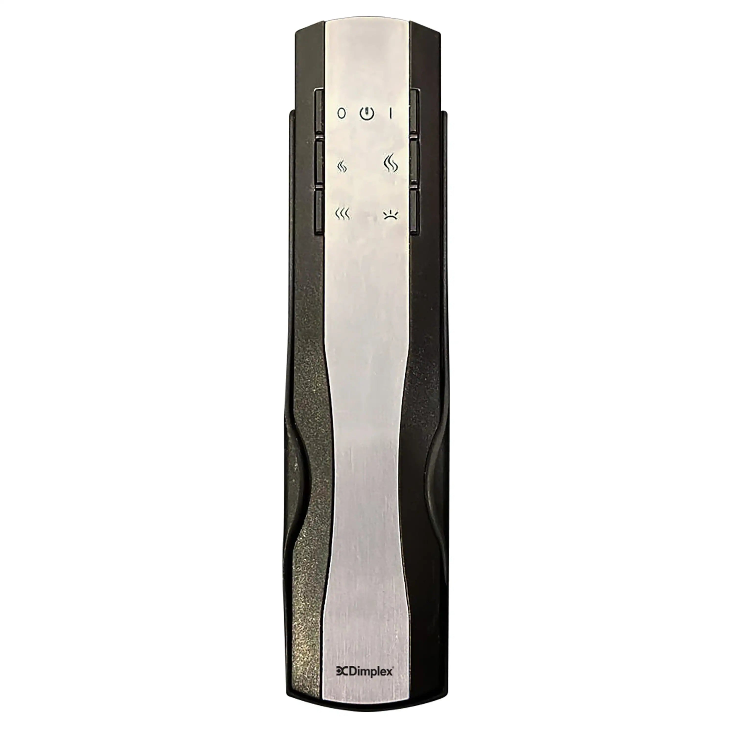 Dimplex electric firebox remote control with silver center and black button panel
