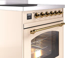 ILVE Nostalgie II 30-Inch Freestanding Electric Induction Range in Antique White with Brass Trim (UPI304NMPAWG)