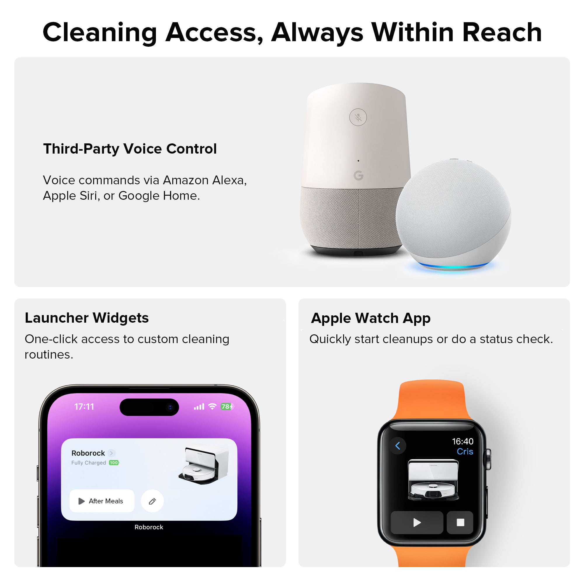 Roborock smart home voice assistant speaker and control apps with vacuum