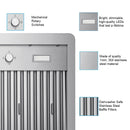 Victory Verona 36-Inch 900 CFM Under Cabinet Range Hood in Stainless Steel (Verona-36)