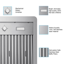 Victory Elegant 30-Inch 600 CFM Wall Mounted Range Hood in Stainless Steel (Elegant-30)
