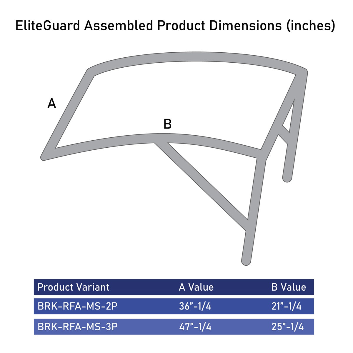 Outdoor metal shelter assembled dimensions diagram with labeled A and B measurements