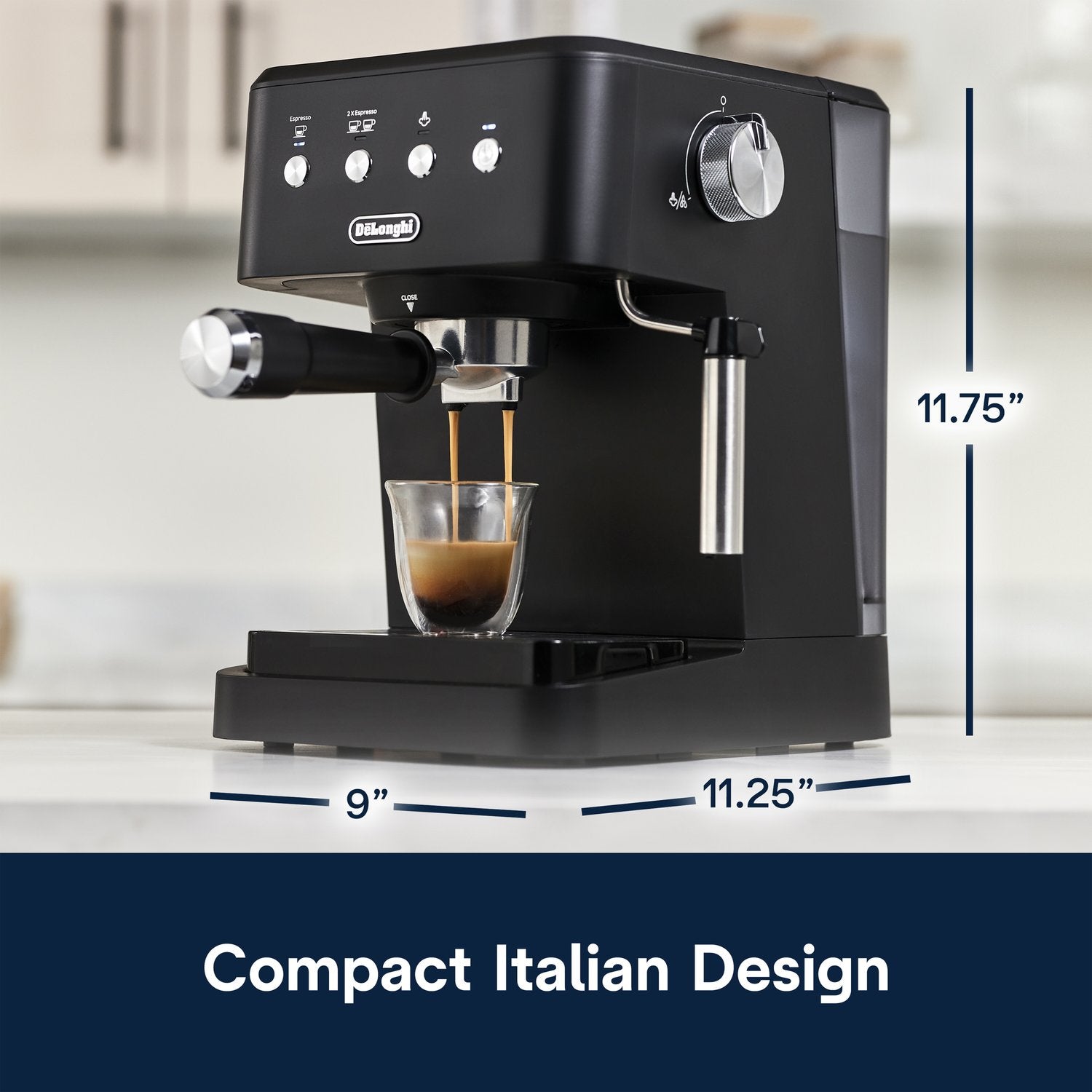 De'Longhi 15 Bar Pump Manual Espresso Machine in Matte Black (EM350BK) - image 2