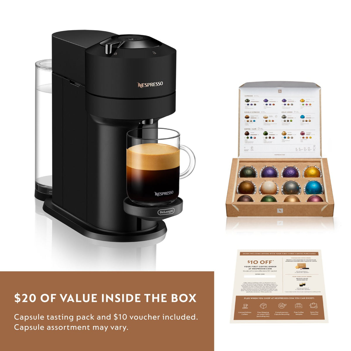 De'Longhi Nespresso Vertuo Next Premium Coffee and Espresso Machine with Aeroccino in Black Matte (ENV120BMAE) - image 8