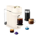 De'Longhi Nespresso Vertuo Up Single Serve Machine 3 Sec Heat Up Time in Creamy White w/Gold, Bundle (ENV120WGAE)