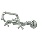 Kingston Brass Kingston Double-Handle Wall-Mount Bridge Kitchen Faucet, Polished Chrome (KS213C)