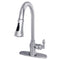 Kingston Brass Gourmetier American Classic Single-Handle Pull-Down Kitchen Faucet, Polished Chrome (GSY7771ACL)