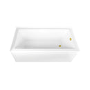 Kingston Brass Aqua Eden 66" Acrylic Rectangular 3-Wall Alcove Tub Combo with Waste and Overflow Drain (Right Hand Drain), Glossy White/Polished Brass (CVTAP663222R2)