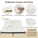 Parrot Uncle Outdoor Patio Rattan Daybed with 5-Position Adjustable Backrest, Removable Cushions & Pillows for Garden, Backyard, Poolside