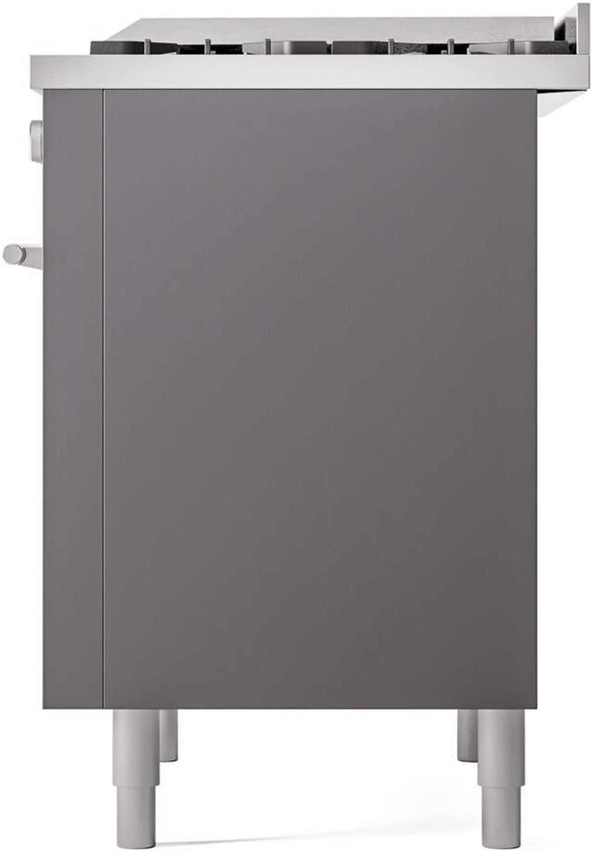 Matte graphite freestanding range side panel with four leveling feet