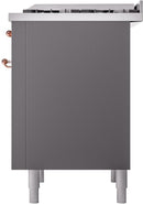 ILVE Nostalgie II 36-Inch Dual Fuel Freestanding Range in Matte Graphite with Copper Trim (UP36FNMPMGPLP)