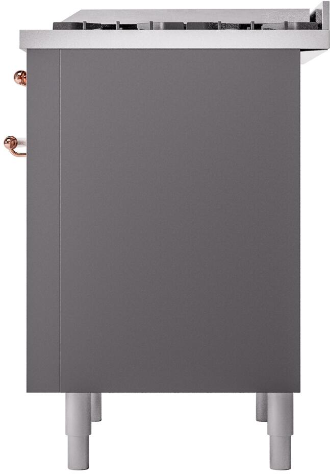 ILVE Nostalgie II 36-Inch Dual Fuel Freestanding Range in Matte Graphite with Copper Trim (UP36FNMPMGP)