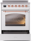 ILVE Nostalgie II 30-Inch Freestanding Electric Induction Range in White with Copper Trim (UPI304NMPWHP)