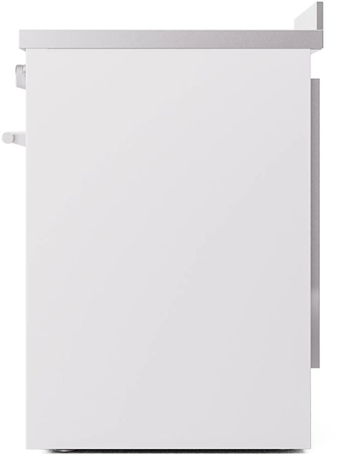 White range cabinet side panel with protruding handle detail