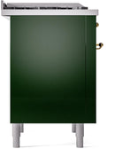 ILVE Nostalgie II 36-Inch Freestanding Natural Gas Dual Fuel Range in Emerald Green with Brass Trim (UP36FNMPEGG)