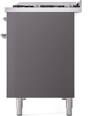 ILVE Nostalgie II 48-Inch Freestanding Natural Gas Dual Fuel Range in Matte Graphite with Chrome Trim (UP48FNMPMGC)