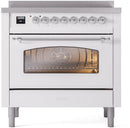 ILVE Nostalgie II 36-Inch Freestanding Electric Induction Range in White with Chrome Trim (UPI366NMPWHC)