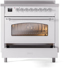 ILVE Nostalgie II 36-Inch Freestanding Electric Induction Range in White with Chrome Trim (UPI366NMPWHC)