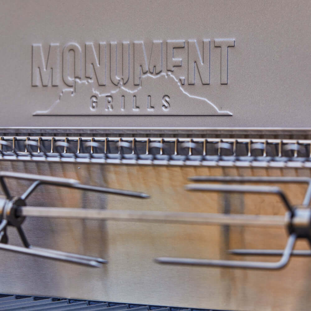 Monument Grills stainless steel grill lid interior with heat deflector bars
