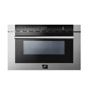 Forno 5-Piece Appliance Package - 48-Inch Gas Range, 60-Inch Pro-Style Refrigerator, Wall Mount Hood, 24-Inch Microwave Drawer, & 3-Rack Dishwasher in Stainless Steel