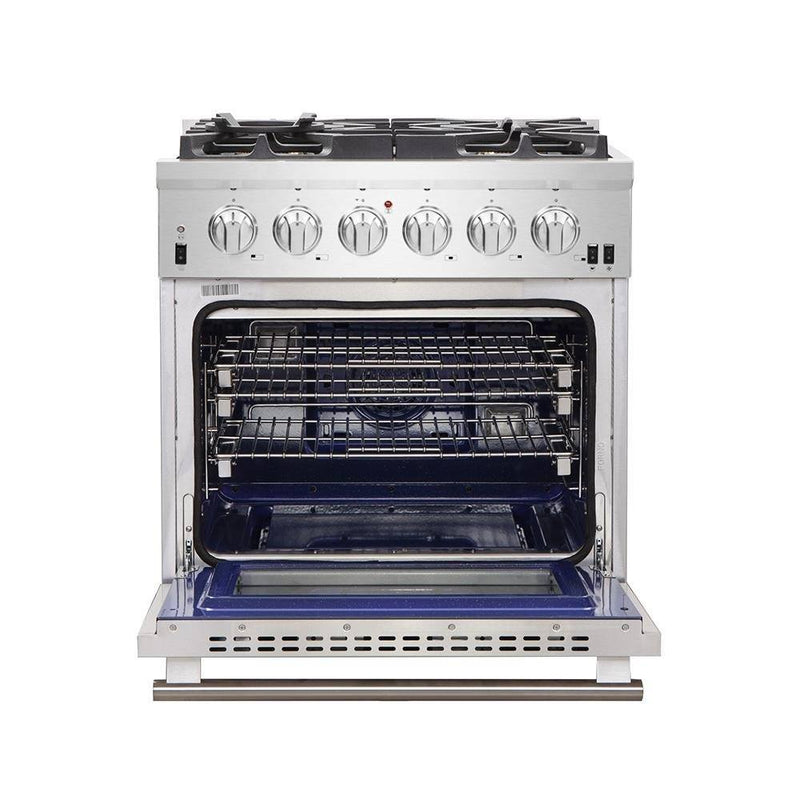 FORNO 2-Piece Appliance Package- 30-Inch Gas Range and 30-Inch French Door Refrigerator in Stainless Steel (FBDL-019-01CAUS)