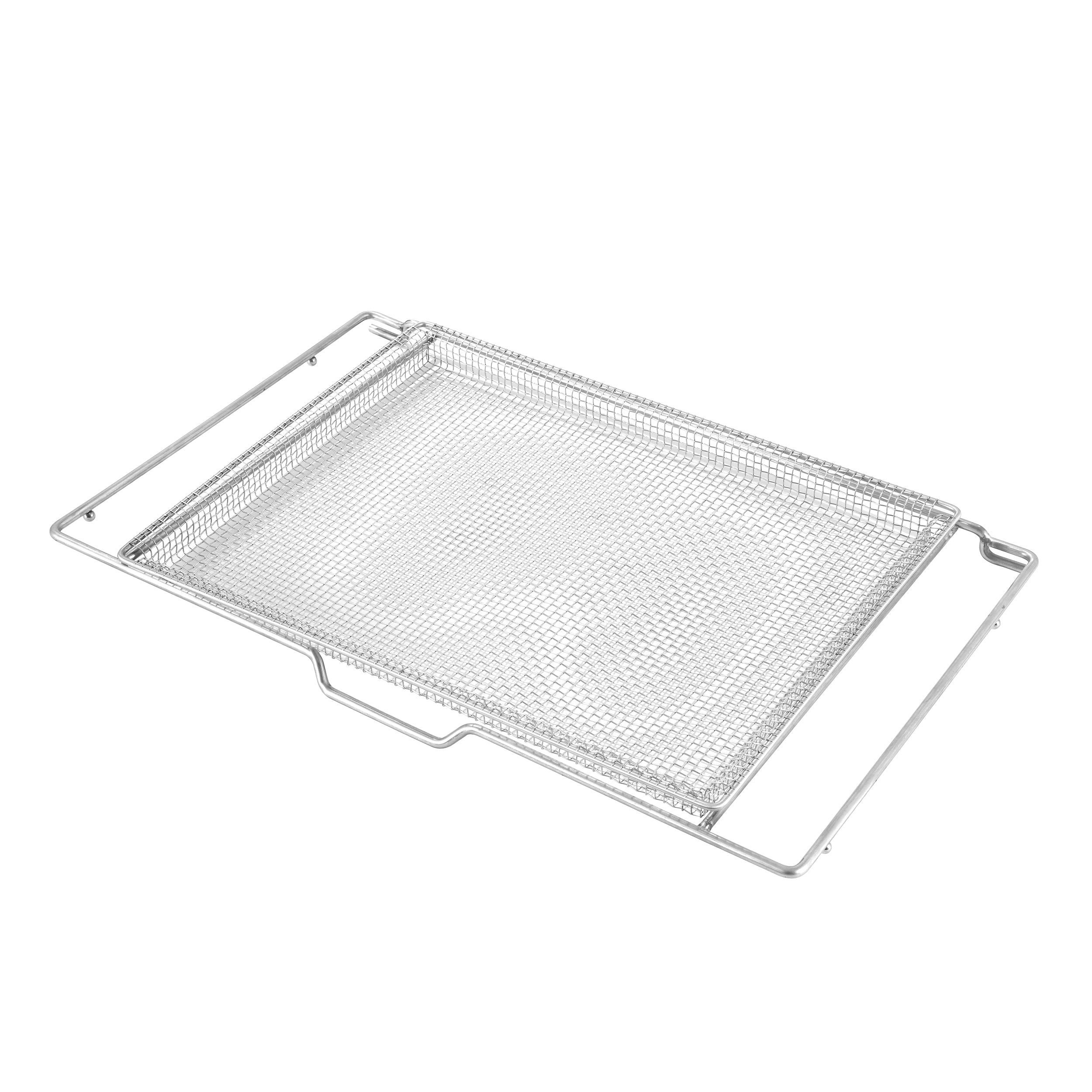 Silver wire oven rack tray with two side handles