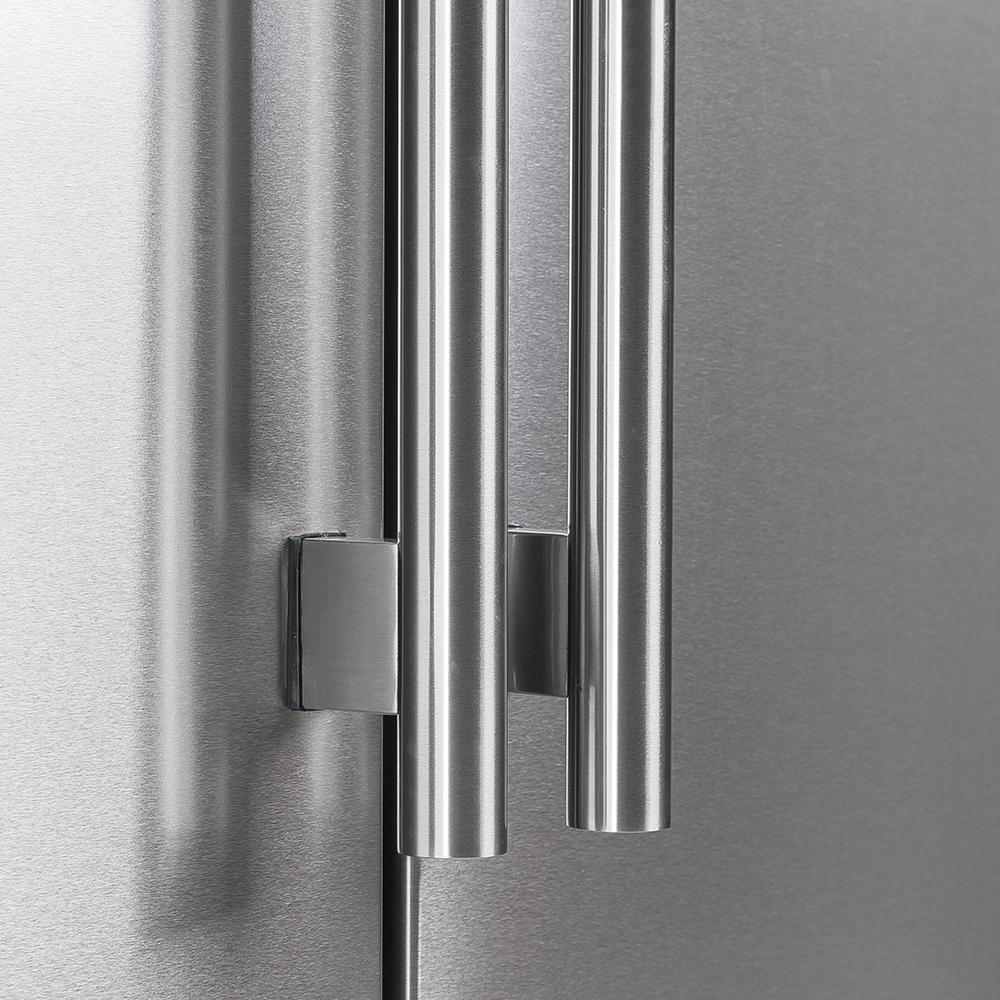 Stainless steel refrigerator dual door handles with brushed metal finish