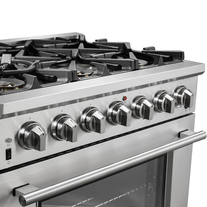 FORNO 2-Piece Appliance Package- 36-Inch Gas Range and 36-Inch Refrigerator with Water Dispenser in Stainless Steel (FBDL-019-02CAUS)