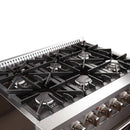 Forno 5-Piece Appliance Package - 36-Inch Dual Fuel Range, Wall Mount Range Hood, 60-Inch Refrigerator, Dishwasher, and 24-Inch Microwave Oven in Stainless Steel