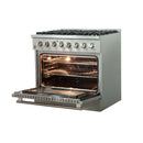 Forno 5-Piece Appliance Package - 36-Inch Dual Fuel Range, Wall Mount Range Hood, 36-Inch Refrigerator, Dishwasher, and 30-Inch Microwave Oven in Stainless Steel