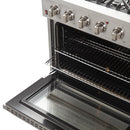 Forno 3-Piece Appliance Package - 36-Inch Gas Range, Refrigerator, & Wall Mount Hood in Stainless Steel