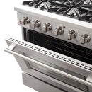 Forno 4-Piece Appliance Package - 36-Inch Gas Range, 60-Inch Refrigerator, 24-Inch Microwave Drawer, & 3-Rack Dishwasher in Stainless Steel